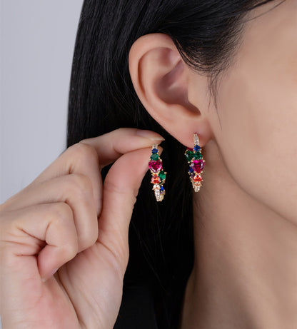 Sotiya Multi Colored Half Inside and Outside Heart-cut Hoop Earrings Sterling Silver