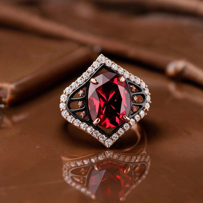 Sotiya Two Tone Unique Halo Oval Cut Coffee Engagement Ring Sterling Silver