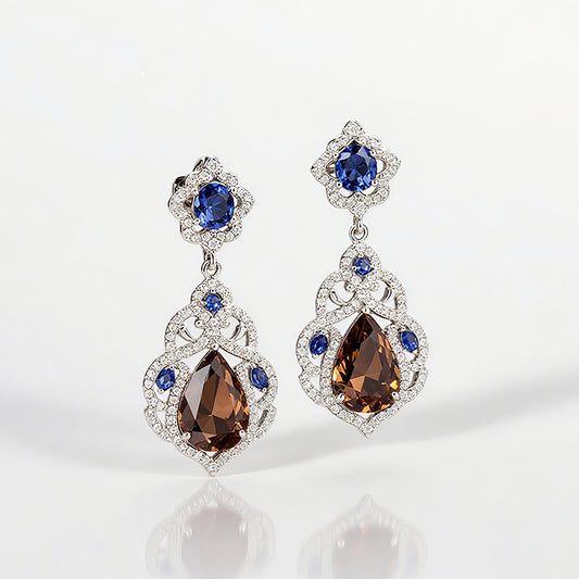 Sotiya Artist Collection Famous Painting Starry Night Vintage Pear Cut Chocolate Drop Earrings Sterling Silver