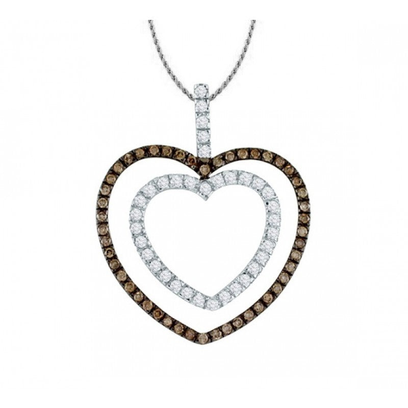 Sotiya Chocolate Double Heart Necklace Sterling Silver