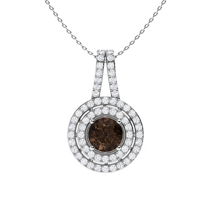 Sotiya Coffee Round Cut Dazzling Double Halo Necklace Sterling Silver