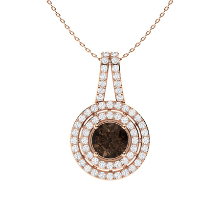 Sotiya Coffee Round Cut Dazzling Double Halo Necklace Sterling Silver