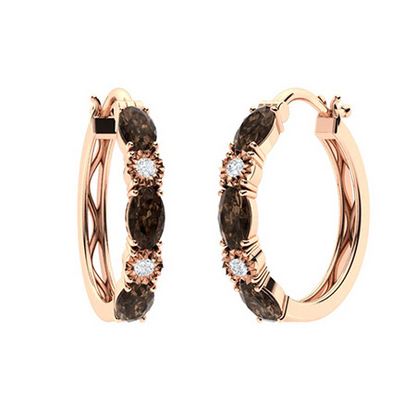 Sotiya Coffee Oval Cut Classic Hoop Earrings Sterling Silver
