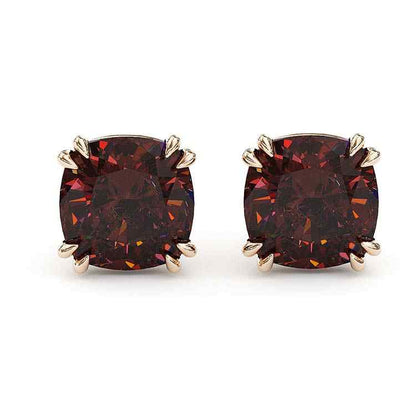 Sotiya Solitaire Cushion Cut Coffee Stud Earrings Sterling Silver