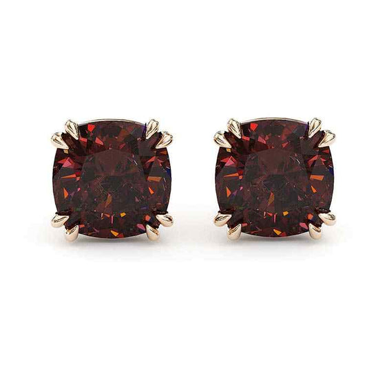 Sotiya Solitaire Cushion Cut Coffee Stud Earrings Sterling Silver