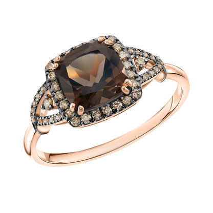 Sotiya Two Tone Halo Cushion Cut Coffee Engagement Ring Sterling Silver