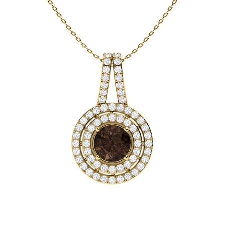 Sotiya Coffee Round Cut Dazzling Double Halo Necklace Sterling Silver