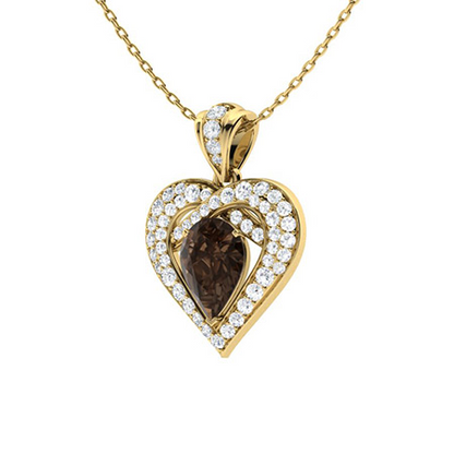 Sotiya Coffee Pear Cut Heart Necklace Sterling Silver