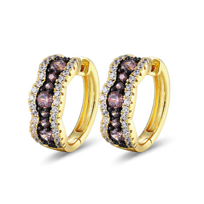 Sotiya Round Cut Coffee Hoop Earrings Sterling Silver