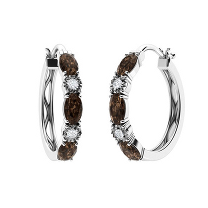 Sotiya Coffee Oval Cut Classic Hoop Earrings Sterling Silver