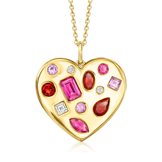 Sotiya Multi-Gemstone Heart Pendant Necklace Sterling Silver