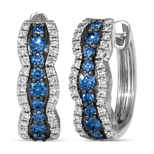 Sotiya Round Cut Sapphire Hoop Earrings Sterling Silver