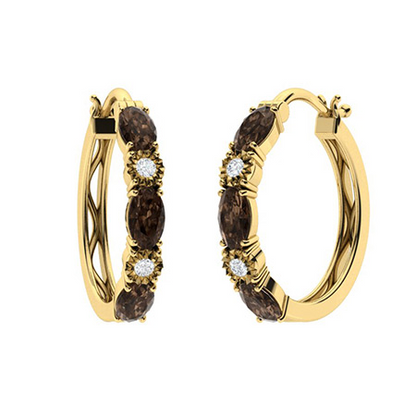 Sotiya Coffee Oval Cut Classic Hoop Earrings Sterling Silver