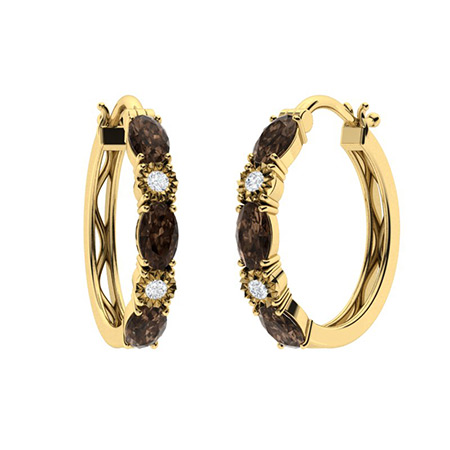 Sotiya Coffee Oval Cut Classic Hoop Earrings Sterling Silver