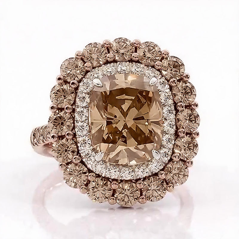 Sotiya Double Halo Cushion Cut Coffee Engagement Ring Sterling Silver