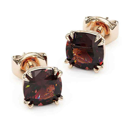 Sotiya Solitaire Cushion Cut Coffee Stud Earrings Sterling Silver