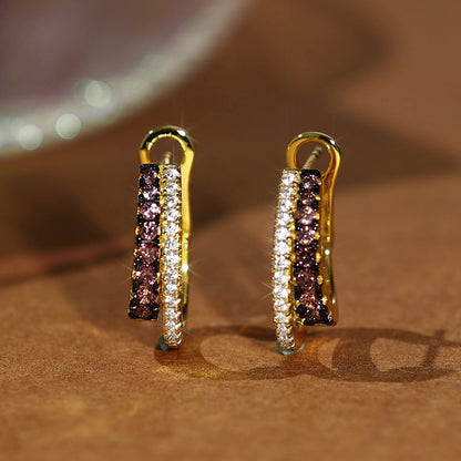 Sotiya Round Cut Coffee Hoop Earrings Sterling Silver