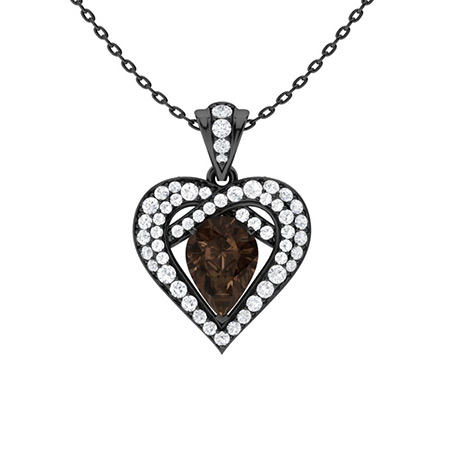 Sotiya Coffee Pear Cut Heart Necklace Sterling Silver