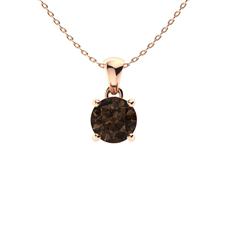Sotiya Coffee Four Prong Round Cut Solitaire Necklace Sterling Silver