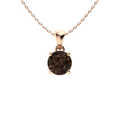Sotiya Coffee Four Prong Round Cut Solitaire Necklace Sterling Silver