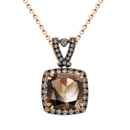 Sotiya Two Tone Halo Cushion Cut Coffee Necklace Sterling Silver