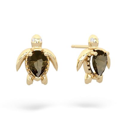 Sotiya Turtle Design Pear Cut Coffee Stud Earrings Sterling Silver