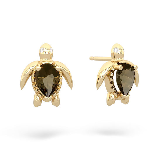 Sotiya Turtle Design Pear Cut Coffee Stud Earrings Sterling Silver