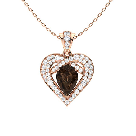 Sotiya Coffee Pear Cut Heart Necklace Sterling Silver