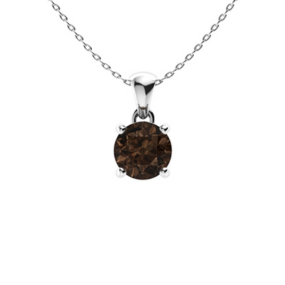 Sotiya Coffee Four Prong Round Cut Solitaire Necklace Sterling Silver