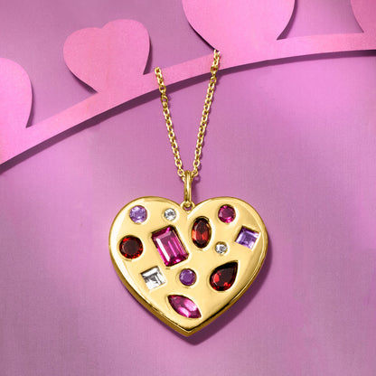 Sotiya Multi-Gemstone Heart Pendant Necklace Sterling Silver