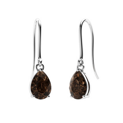 Sotiya Coffee Pear Cut Drop Earrings Sterling Silver