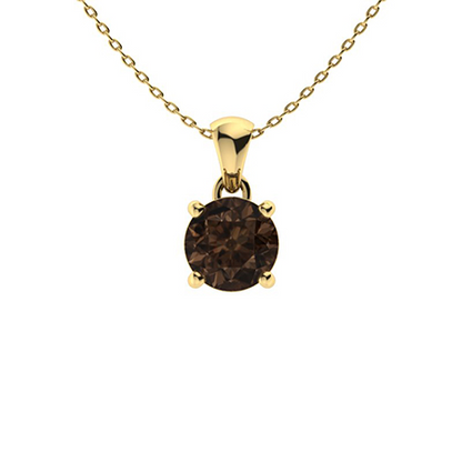 Sotiya Coffee Four Prong Round Cut Solitaire Necklace Sterling Silver