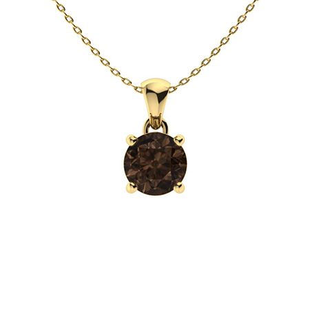 Sotiya Coffee Four Prong Round Cut Solitaire Necklace Sterling Silver