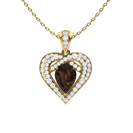 Sotiya Coffee Pear Cut Heart Necklace Sterling Silver