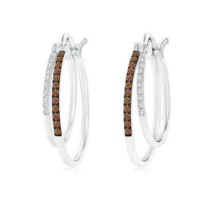 Sotiya Coffee Studded Double Hoop Earrings Sterling Silver