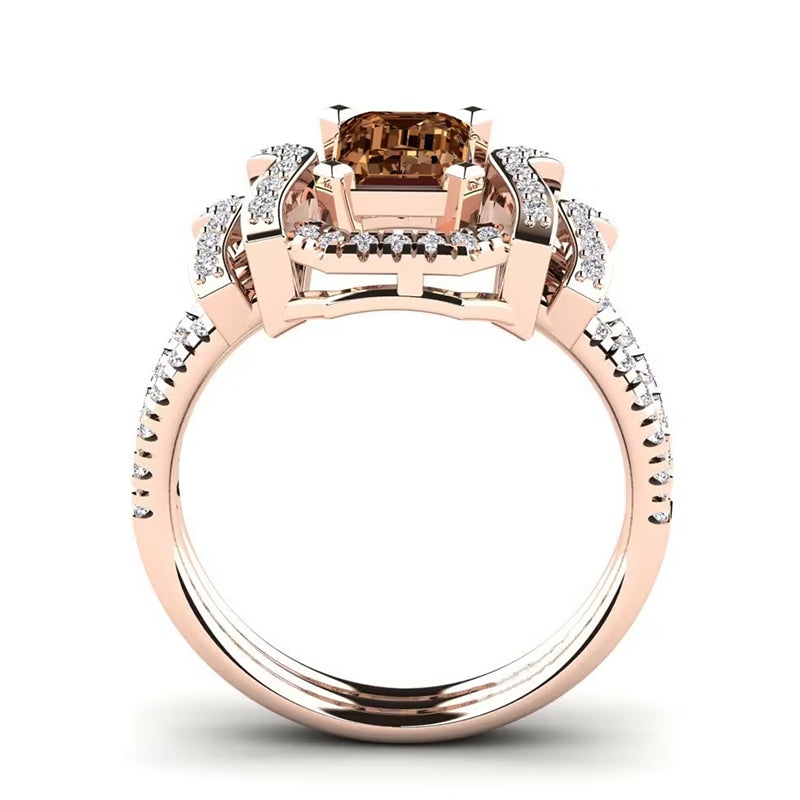 Sotiya Vintage Emerald Cut Coffee Engagement Ring Sterling Silver